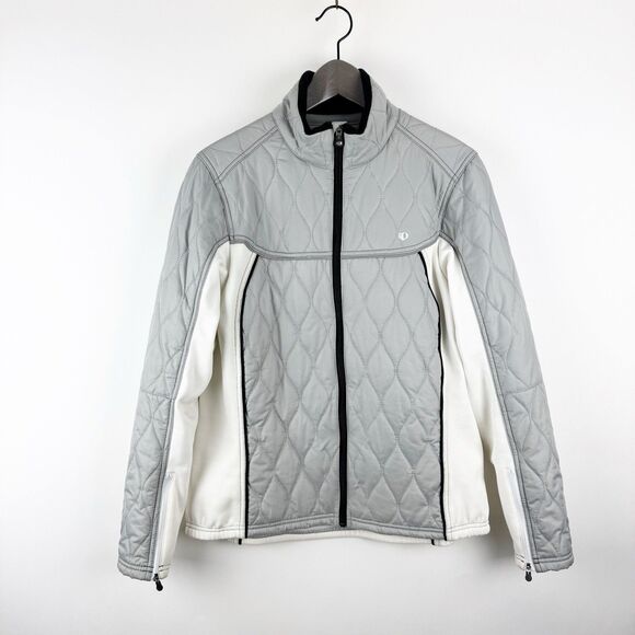 Pearl Izumi Women's Quilted Jacket Gray Cycling Full Zip Up Fleece Jacket XL - Picture 1 of 16